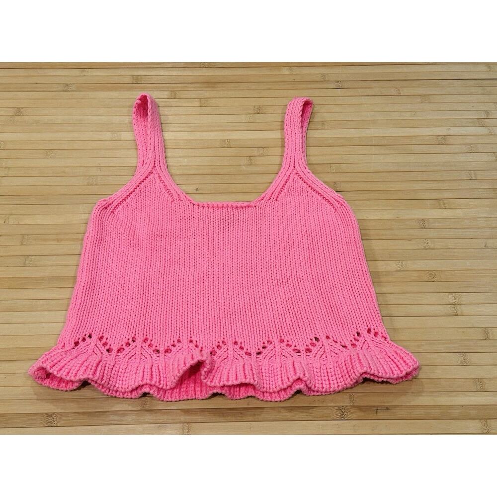 Lulus Boho Cropped Crochet Tank Top Festival Pink Women’s Size XSmall XS 🌺